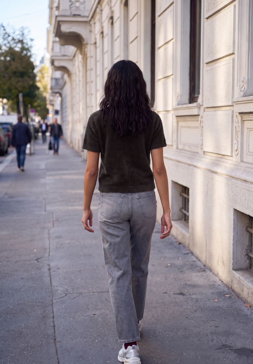 Kuscheliges T-Shirt in Strick-Optik