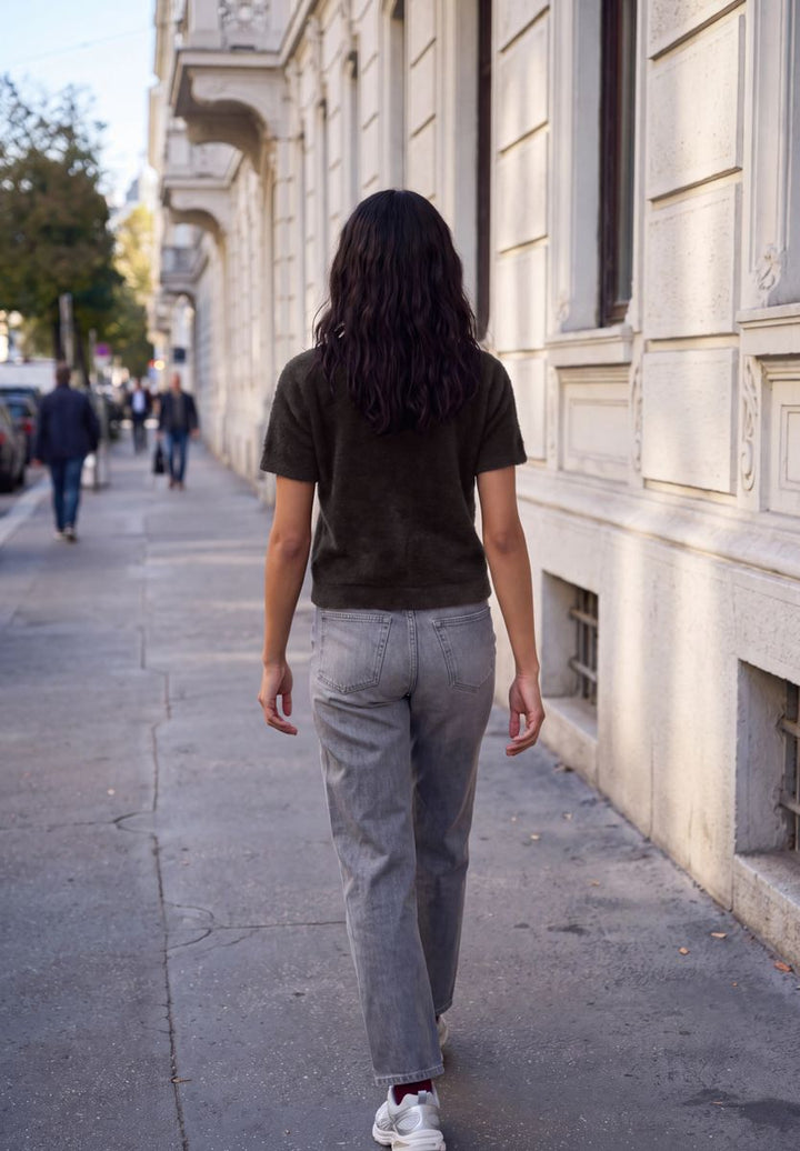 Kuscheliges T-Shirt in Strick-Optik