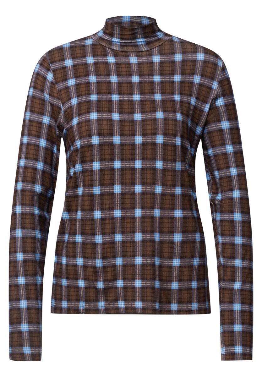 Langarm Shirt mit Turtle Neck und Karomuster