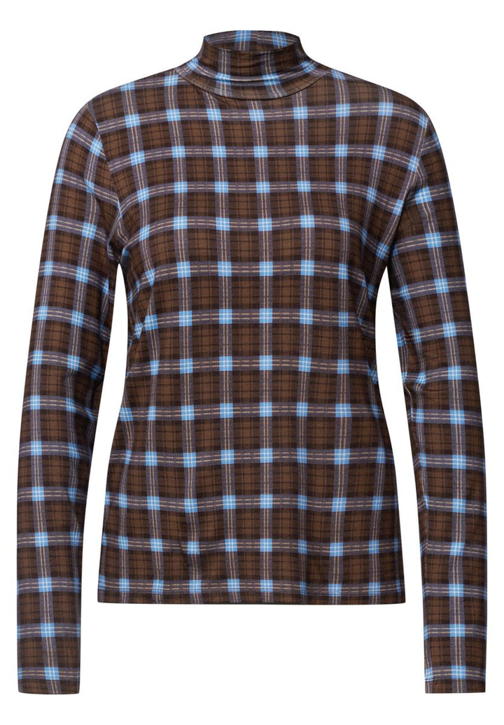 Langarm Shirt mit Turtle Neck und Karomuster