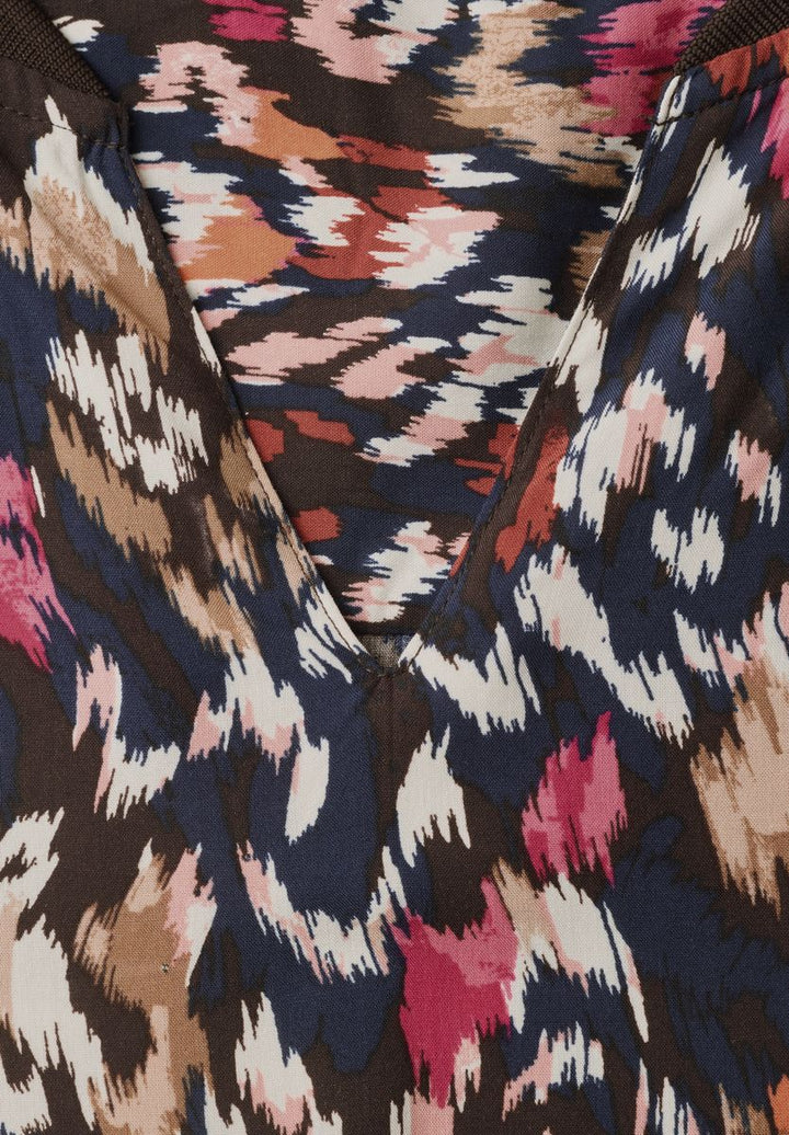 Langarm Bluse mit Split Neck und Print
