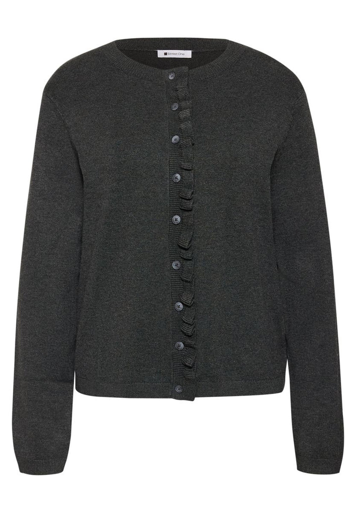 Cardigan mit Rundhals und Rüschendetails