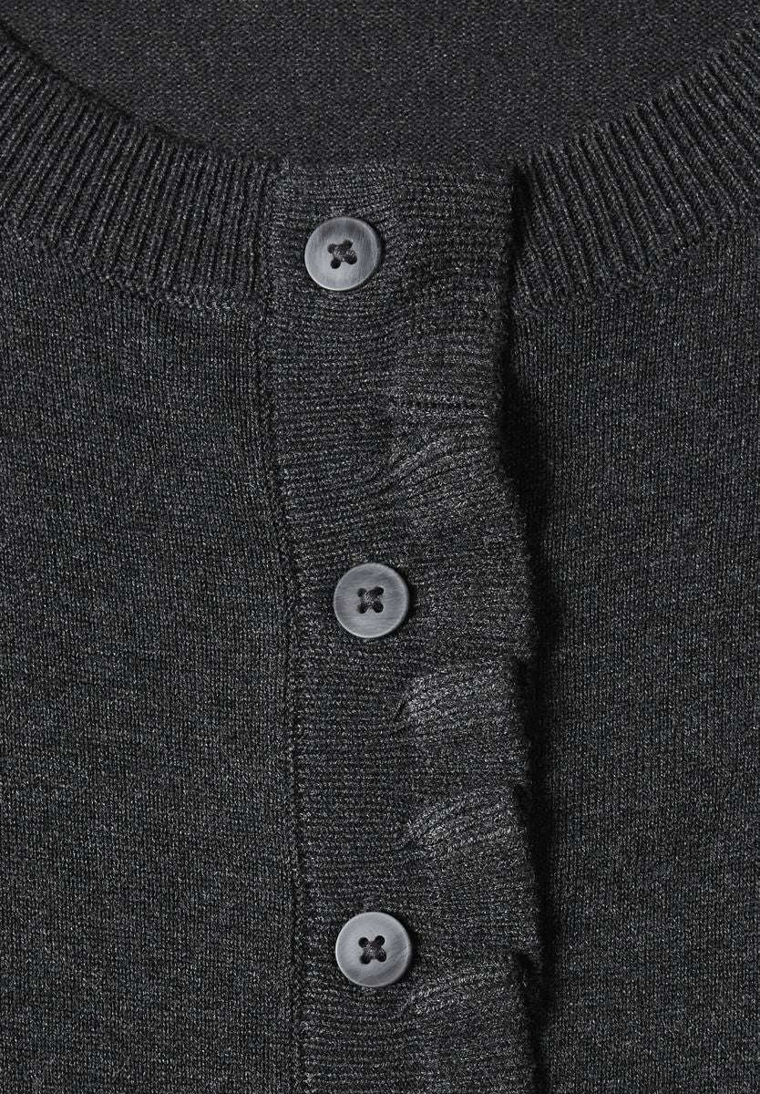 Cardigan mit Rundhals und Rüschendetails