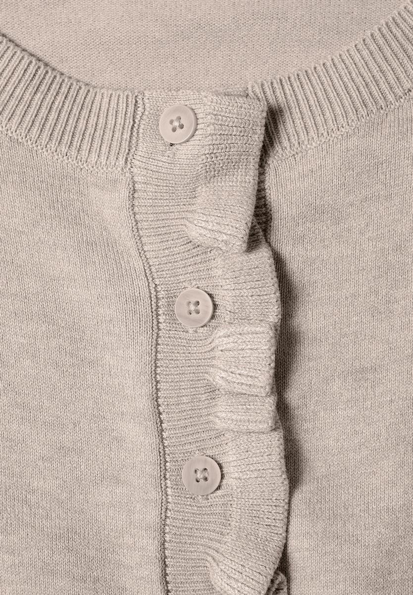 Cardigan mit Rundhals und Rüschendetails