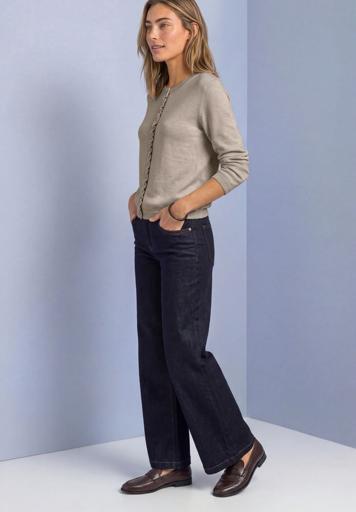 Cardigan mit Rundhals und Rüschendetails