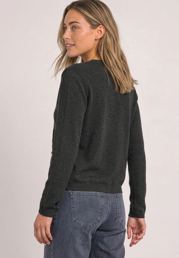 Cardigan mit Rundhals und Rüschendetails