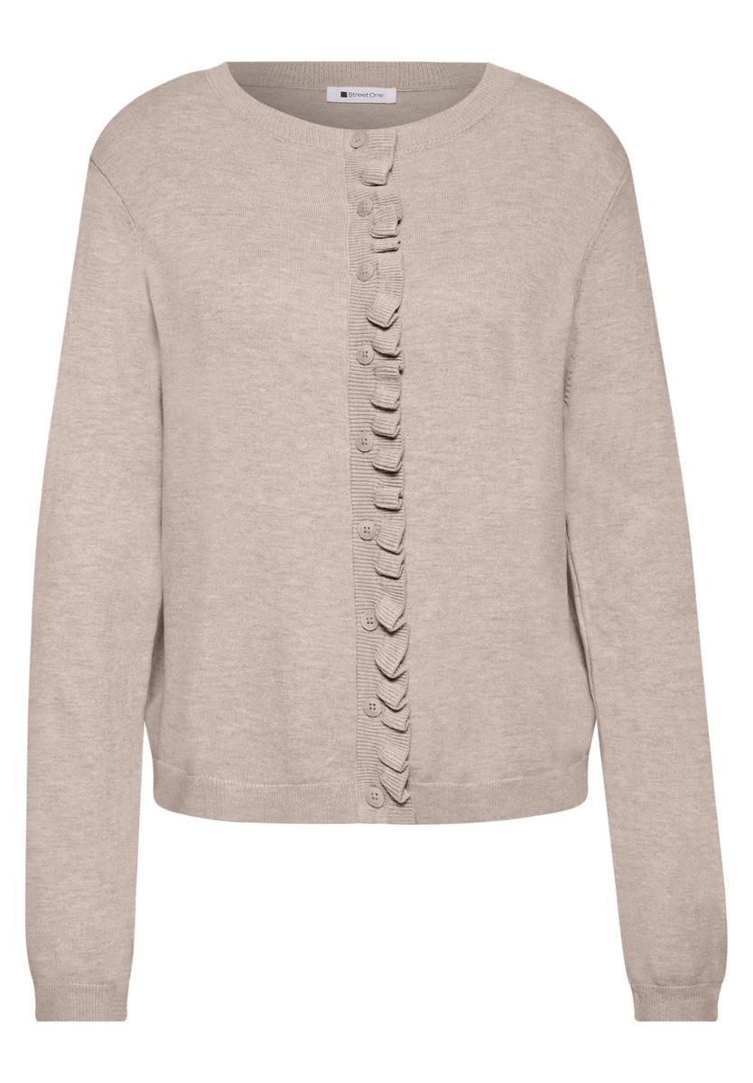 Cardigan mit Rundhals und Rüschendetails