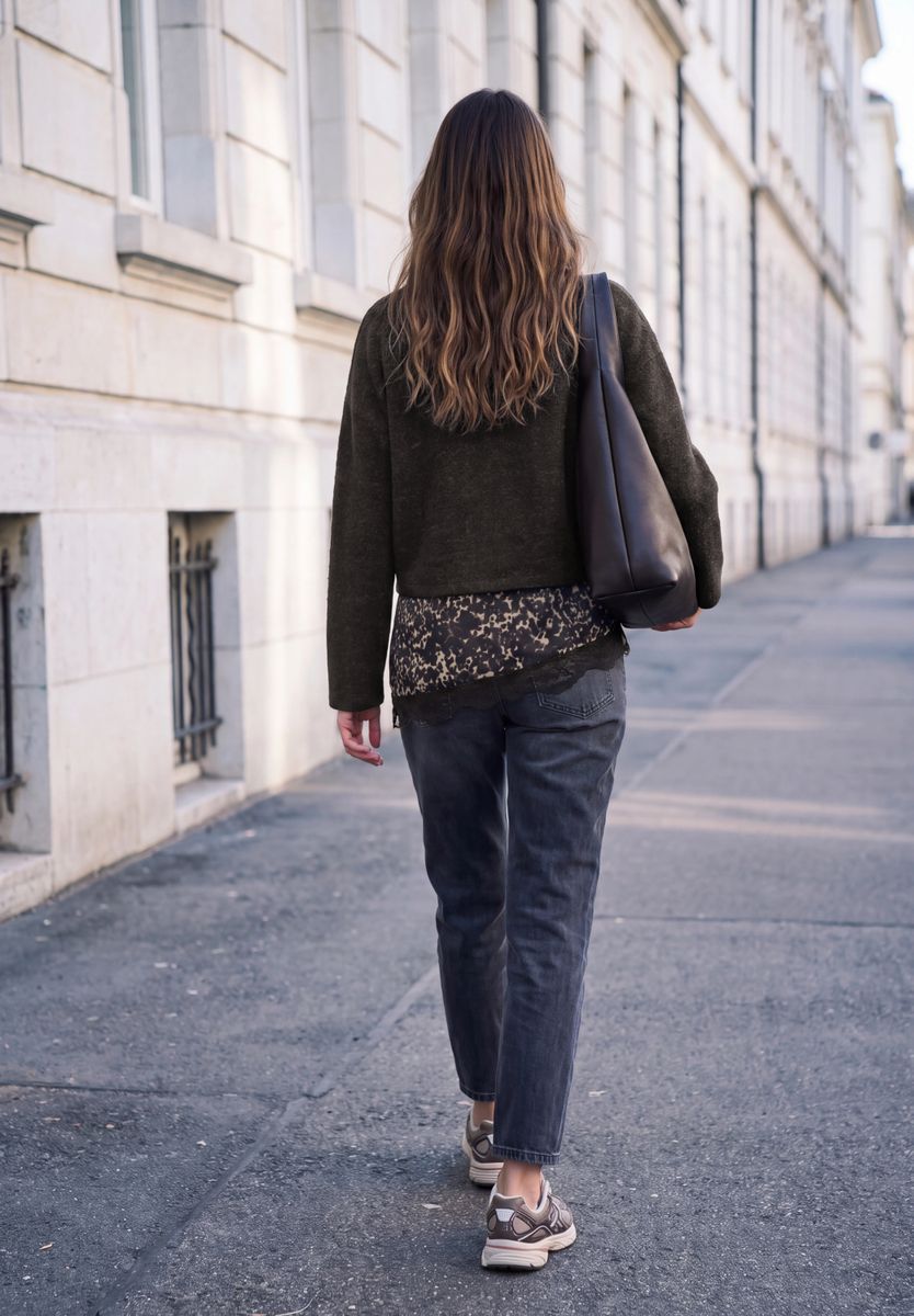 Langarm Shirt mit angeschrägter Layering-Kante