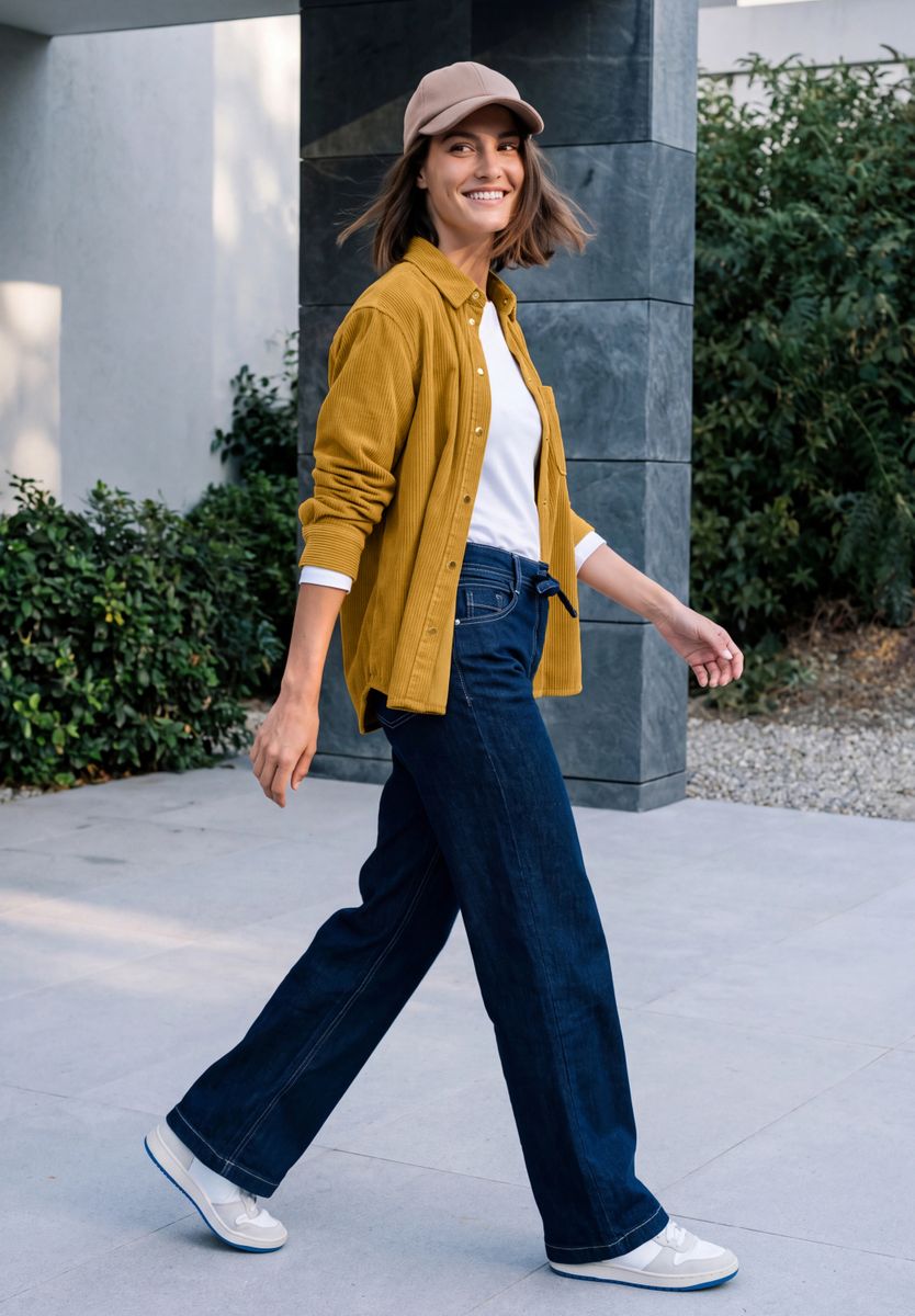 Cord Hemdbluse in Unifarbe