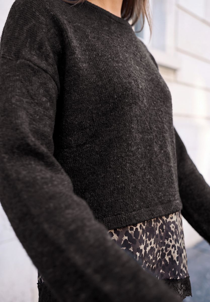 Langarm Shirt mit angeschrägter Layering-Kante