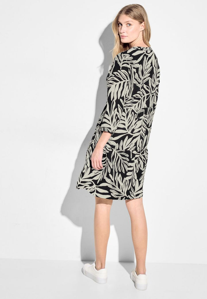 Leinenmix Print Kleid