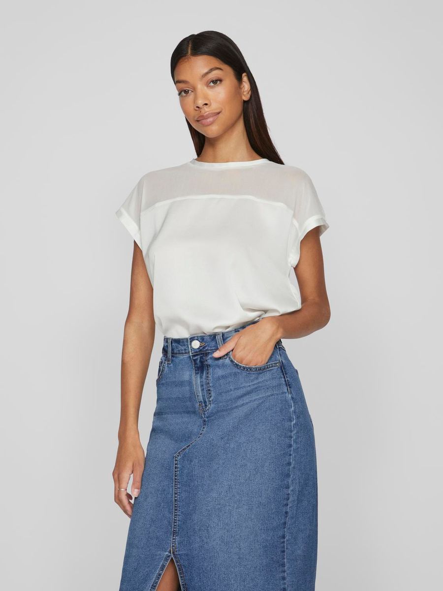 VIELLETTE O-NECK S/S MESH TOP - NOOS