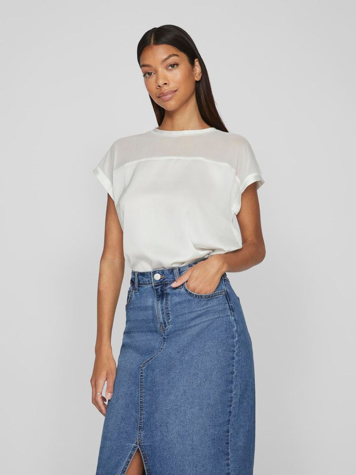 VIELLETTE O-NECK S/S MESH TOP - NOOS