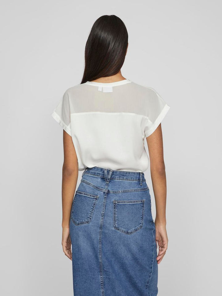 VIELLETTE O-NECK S/S MESH TOP - NOOS