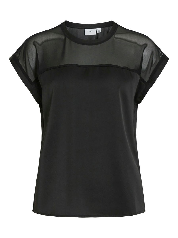 VIELLETTE O-NECK S/S MESH TOP - NOOS