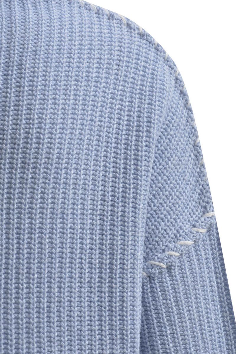 Contrast Stitch Rib Pullover