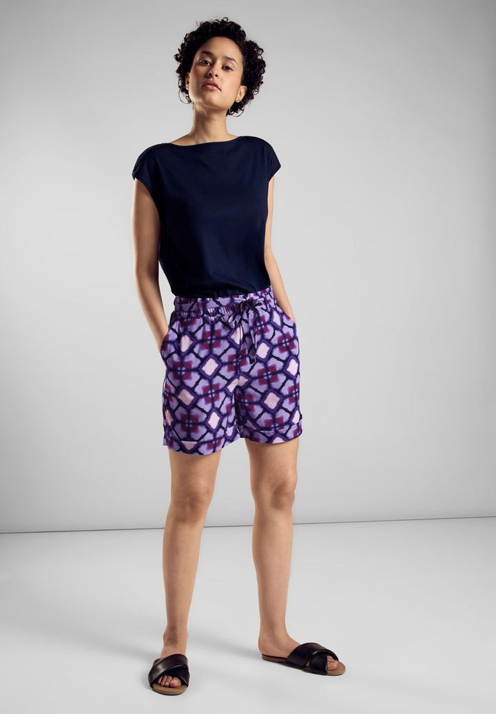 Paperbag Shorts mit Print