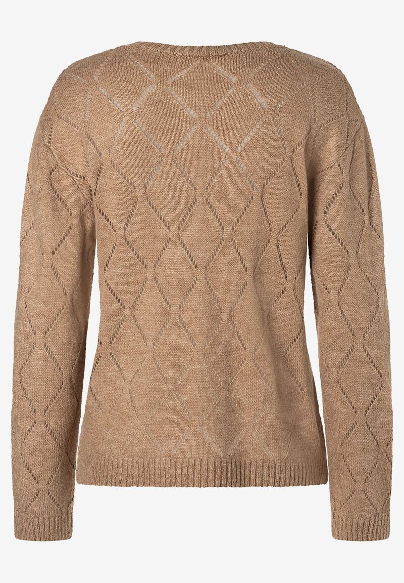 Ajour-Pullover  beige macchiato  Herbst-Kollektion