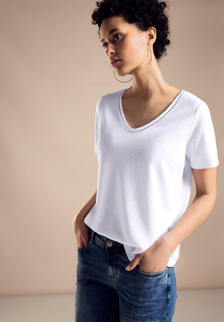 T-Shirt in Leinenoptik
