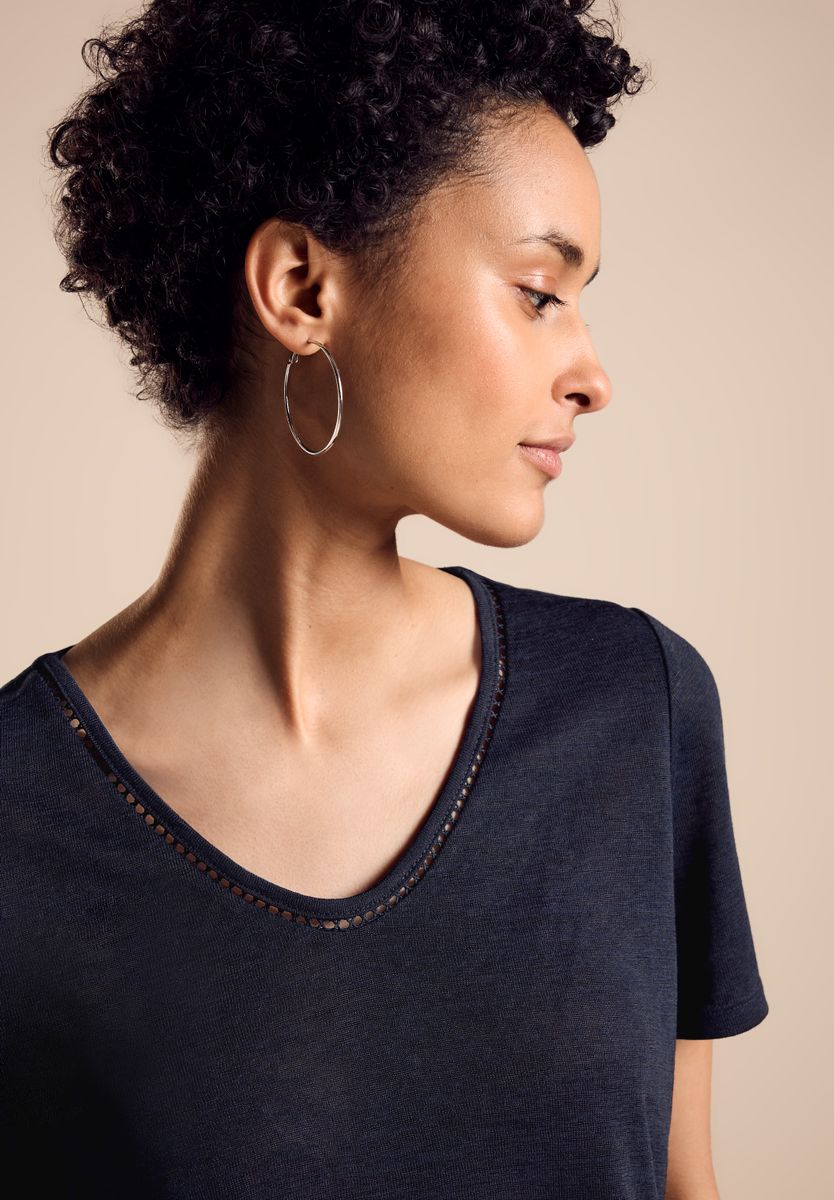 T-Shirt in Leinenoptik