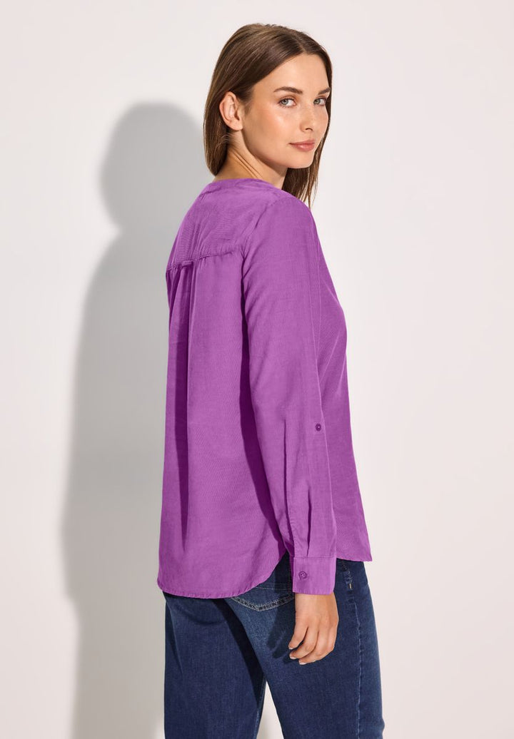 Cord-Bluse in Unifarbe