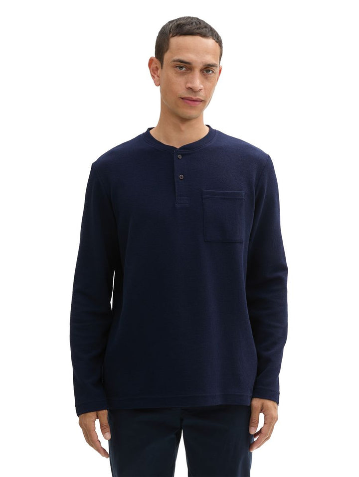 Henley Langarmshirt mit Struktur