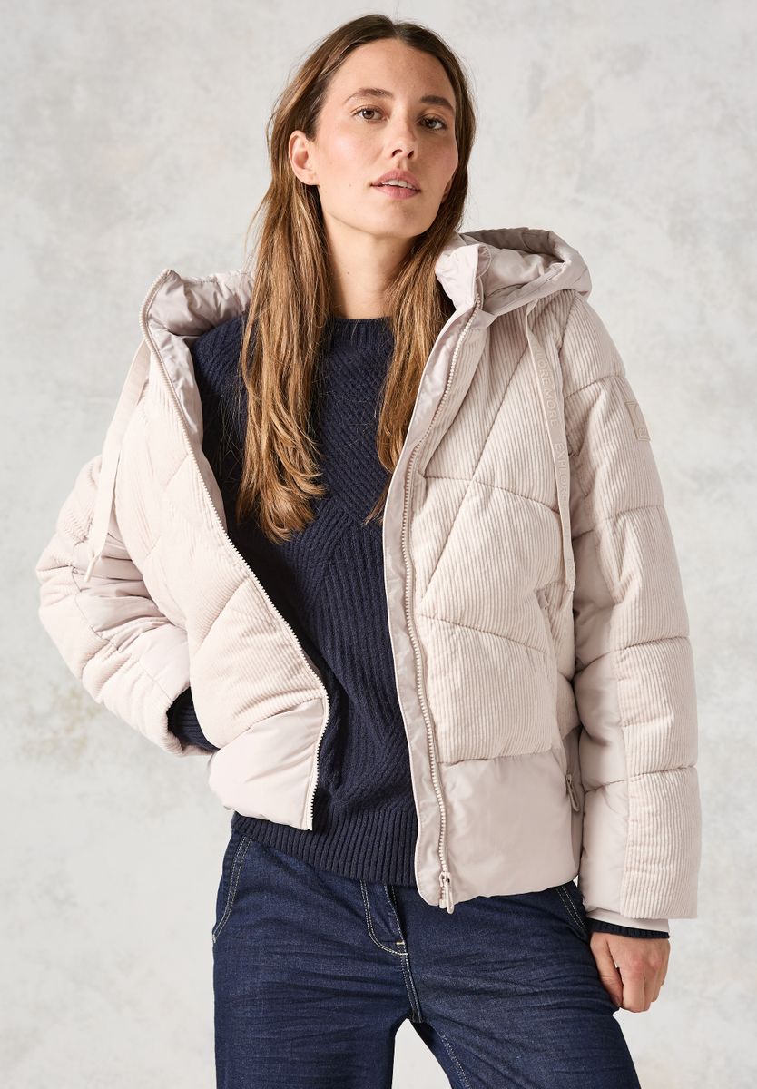 Cord-Mix Puffer Jacke