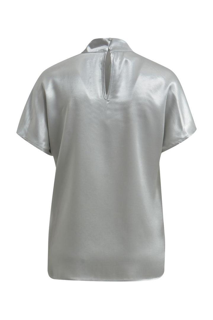 Shiny Stand Collar Blouse