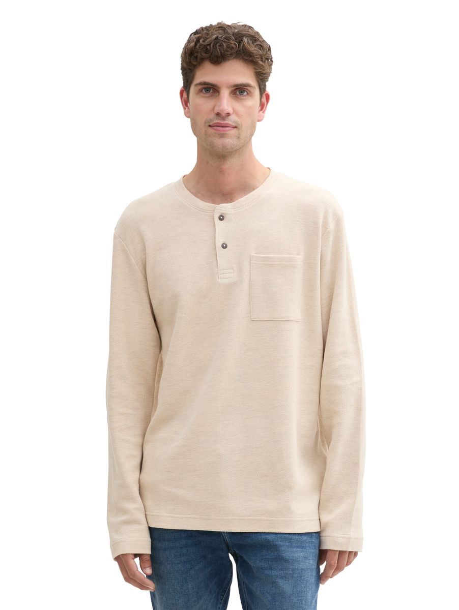 Henley Langarmshirt mit Struktur