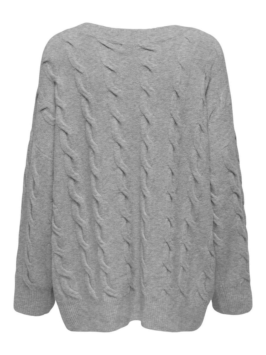 ONLJEANETT LIFE L/S CABLE V-NECK CS KNT