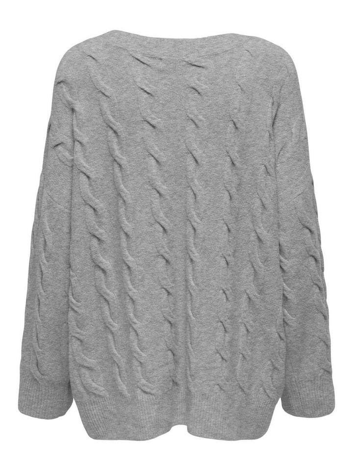 ONLJEANETT LIFE L/S CABLE V-NECK CS KNT
