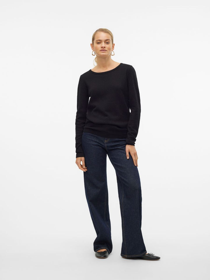 VMCARE STRUCTURE LS O-NECK BLOU NOOS