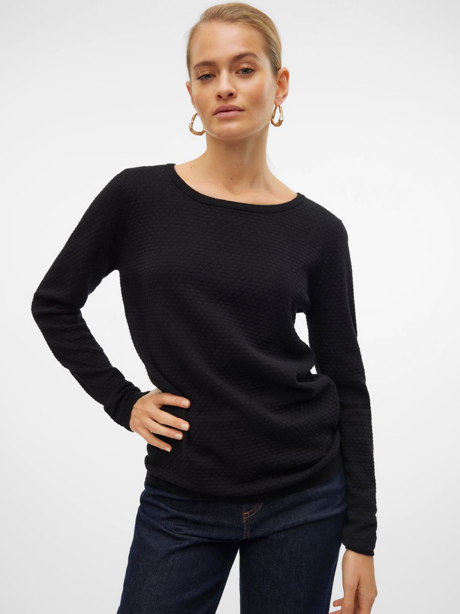 VMCARE STRUCTURE LS O-NECK BLOU NOOS