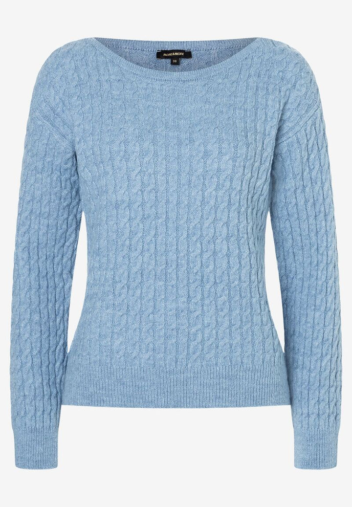 Pullover mit Zopfmuster  hellblau melange  Winter-Kollektion