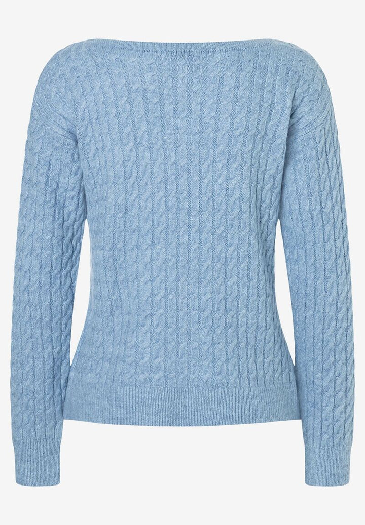 Pullover mit Zopfmuster  hellblau melange  Winter-Kollektion