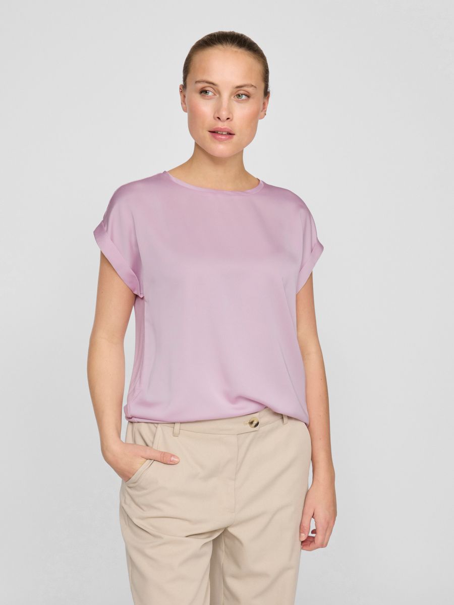 VIELLETTE S/S SATIN TOP - NOOS