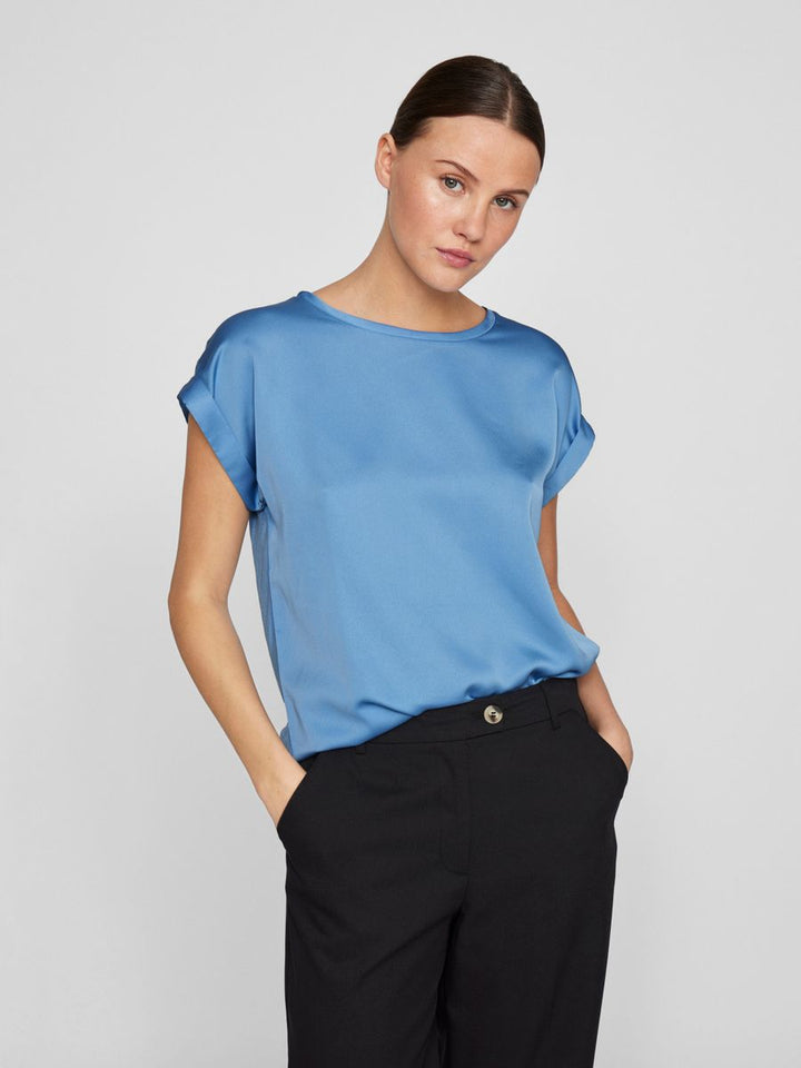 VIELLETTE S/S SATIN TOP - NOOS