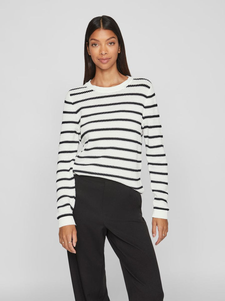 VIDALO O-NECK L/S STRIPE KNIT TOP- NOOS