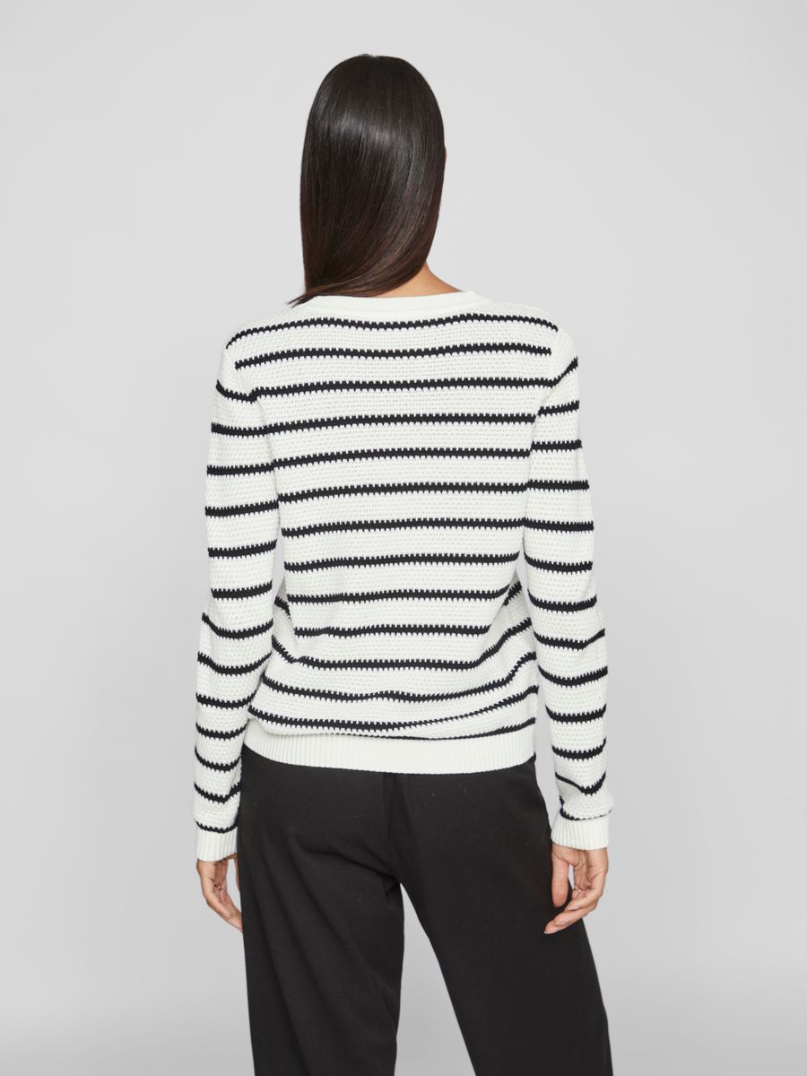 VIDALO O-NECK L/S STRIPE KNIT TOP- NOOS