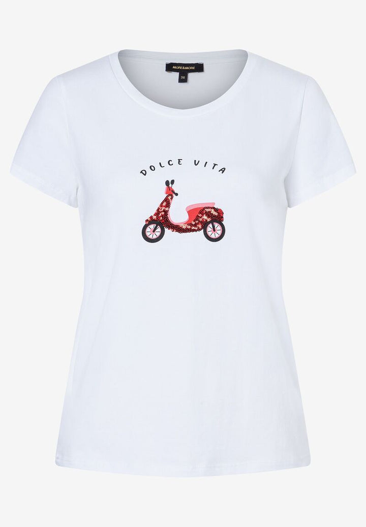T-Shirt mit Pailletten-Roller  weiß  Frühjahrs-Kollektion