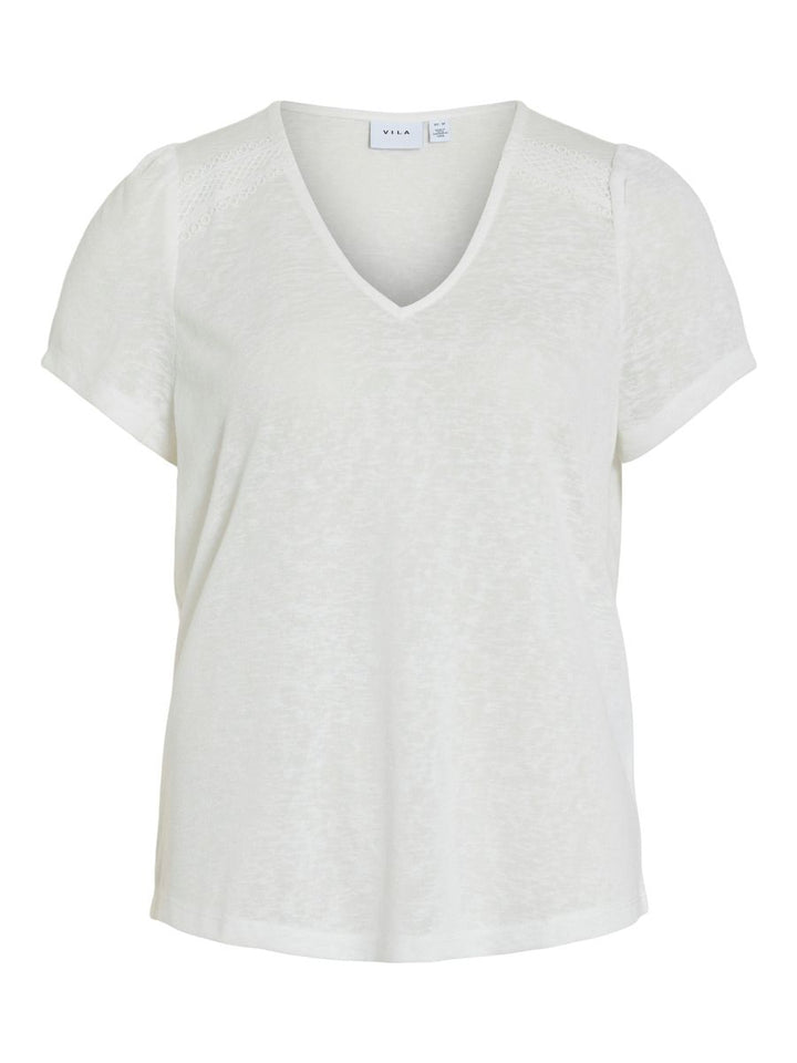 VIAMER V-NECK S/S LACE DETAIL TOP