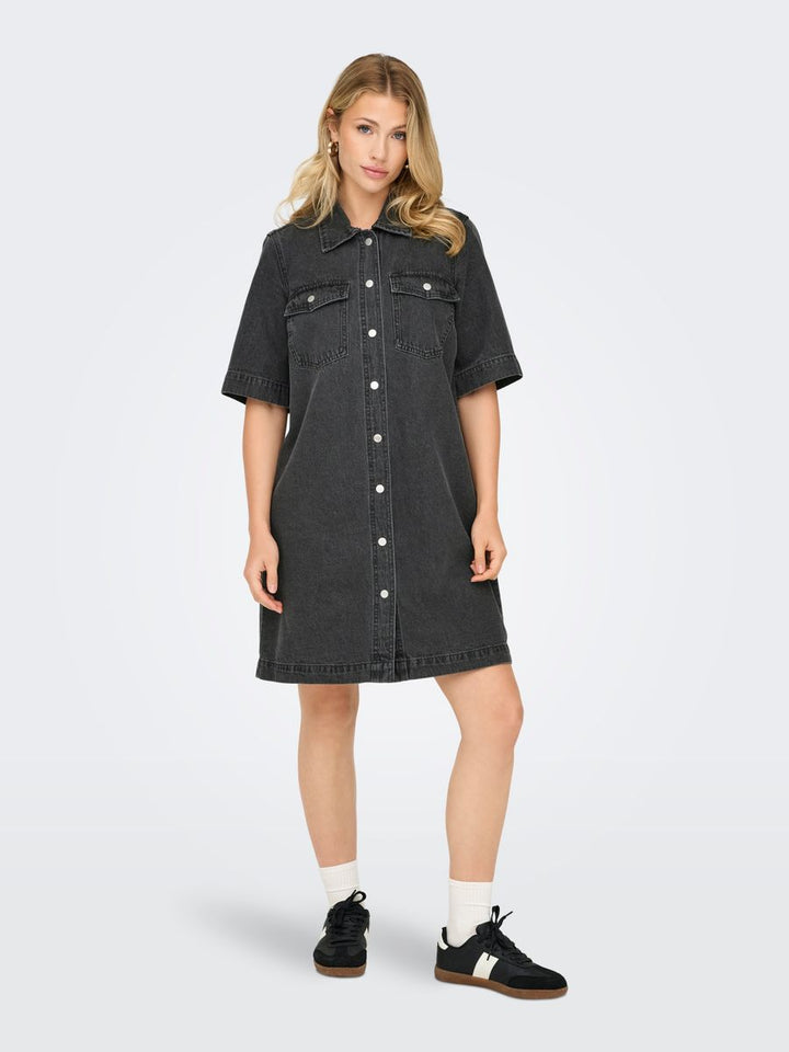 ONLBELLE S/S BUTTON DRESS DNM GUA NOOS