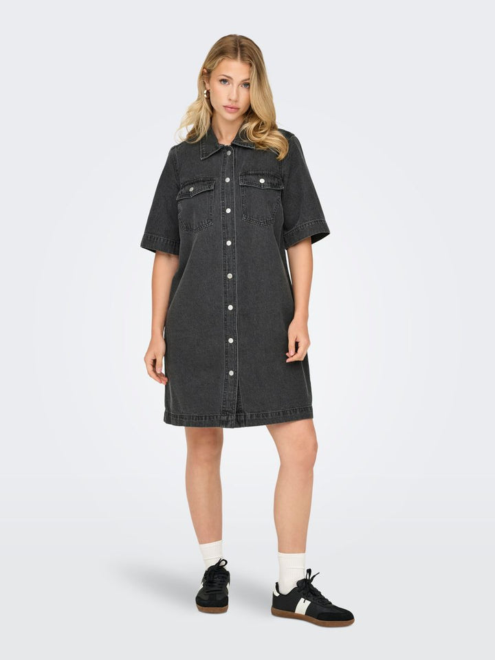 ONLBELLE S/S BUTTON DRESS DNM GUA NOOS