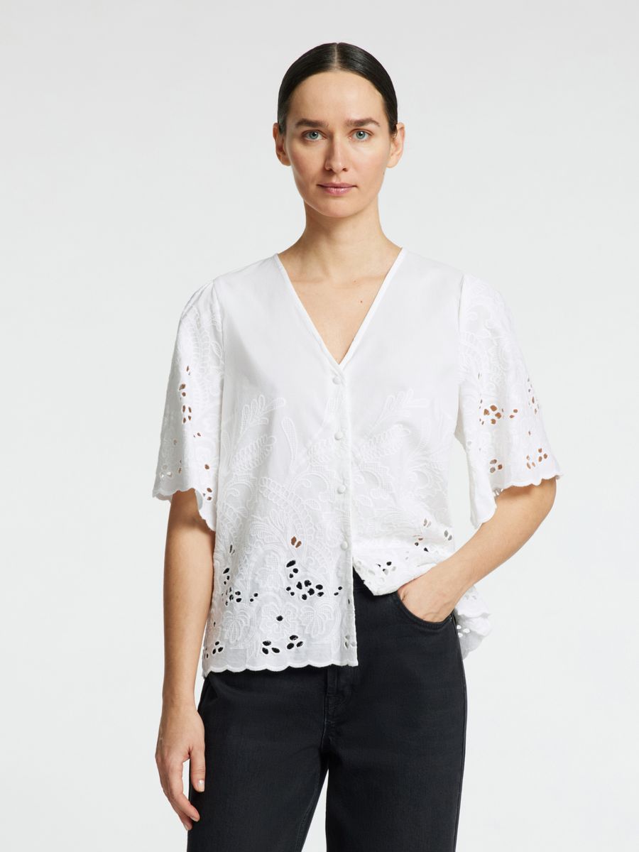 SLFDAHLIA SS BRODERI SHIRT NOOS