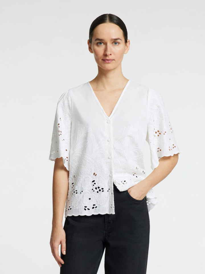 SLFDAHLIA SS BRODERI SHIRT NOOS
