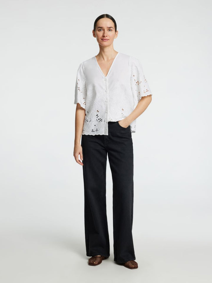 SLFDAHLIA SS BRODERI SHIRT NOOS