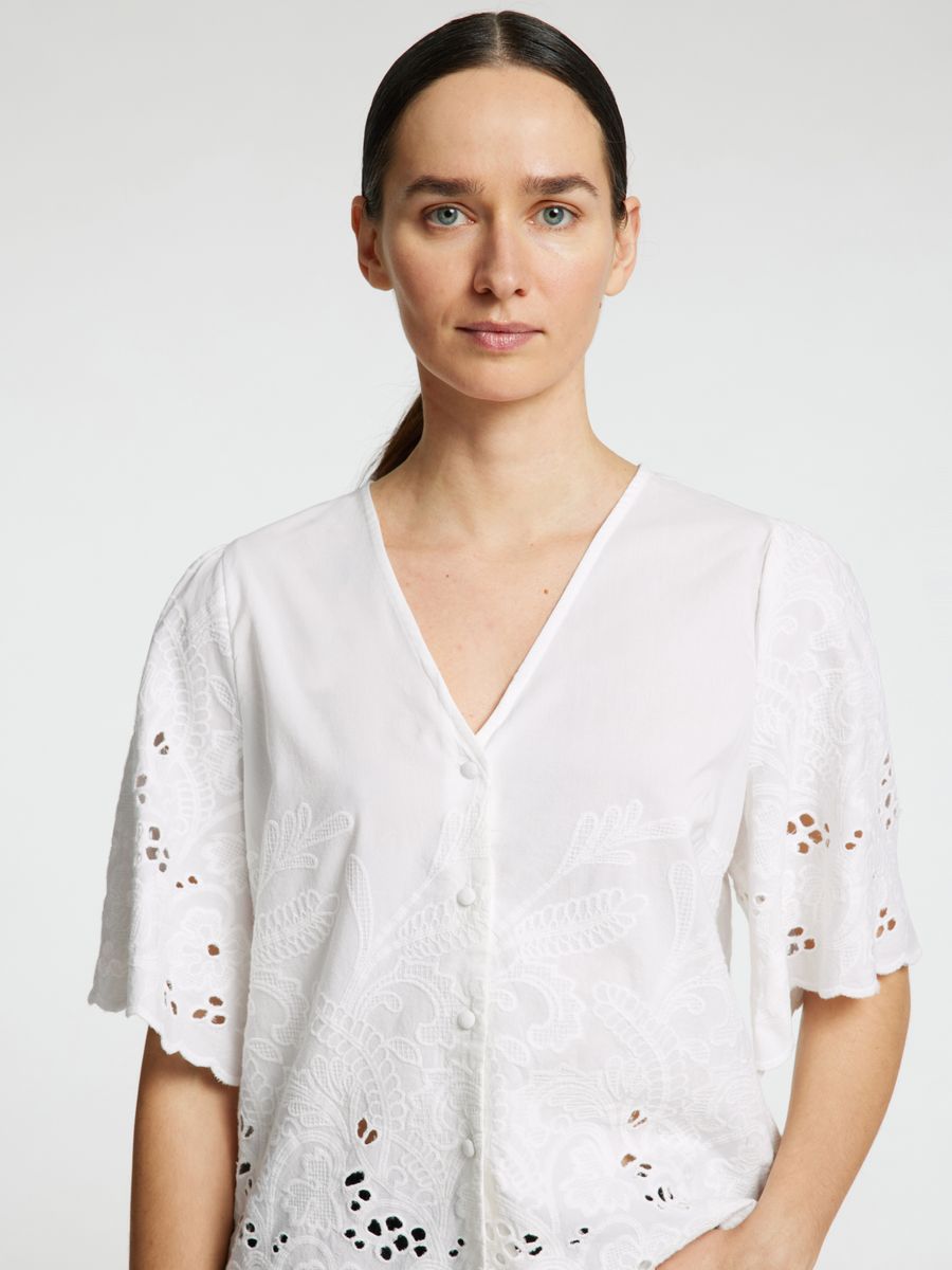 SLFDAHLIA SS BRODERI SHIRT NOOS