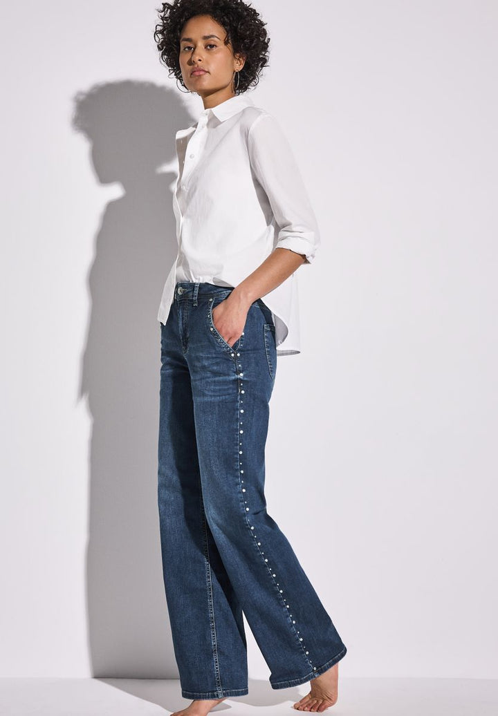 Wide Leg Jeans mit Nieten