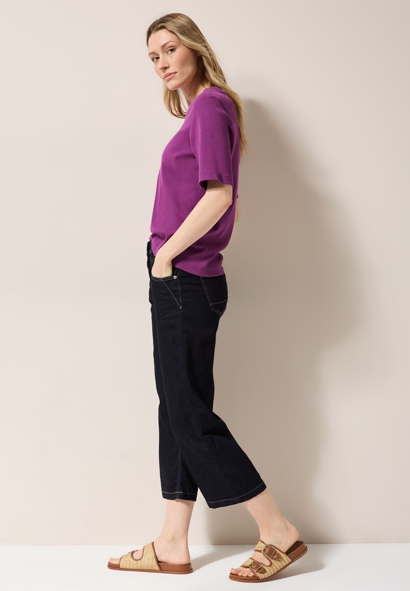 Basic Rippstruktur T-Shirt