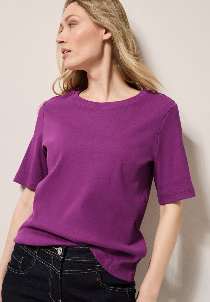 Basic Rippstruktur T-Shirt